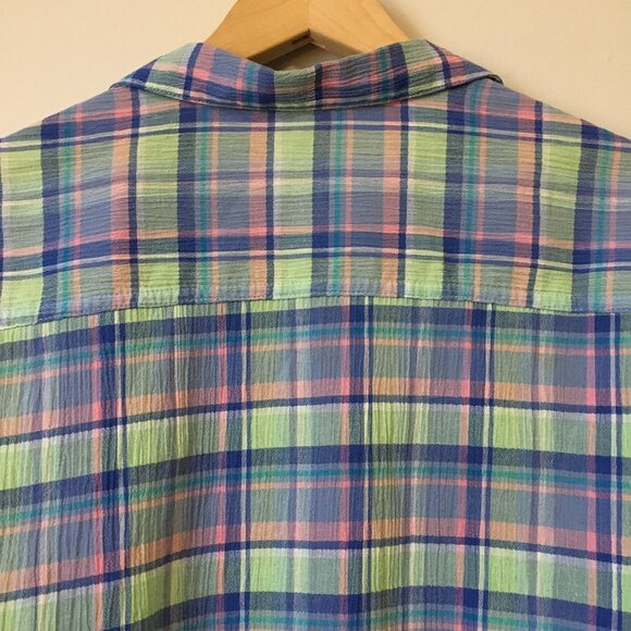 Vintage St Michael Plaid Pastelcore Seersucker Short Sleeve Button Down - Picture 6 of 16